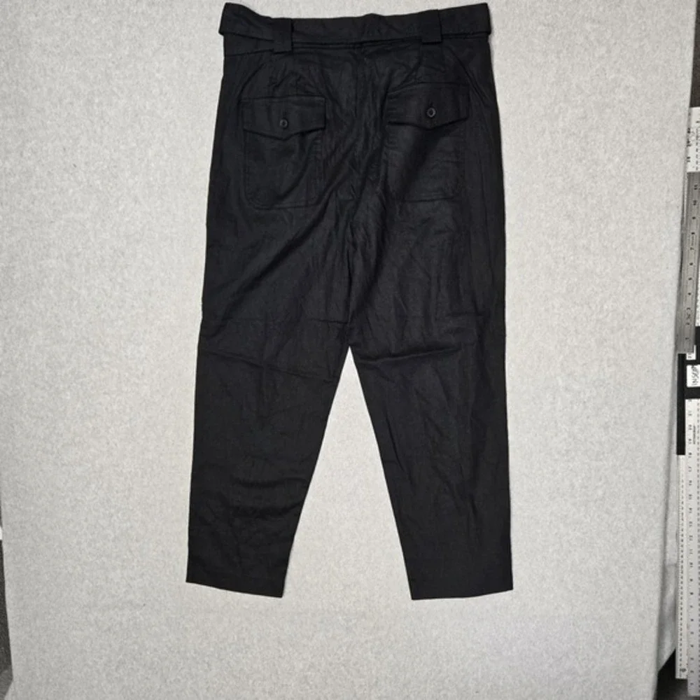 Banana Republic Women Pants 12 Black Cotton Linen Coastal‎ Beach NWT